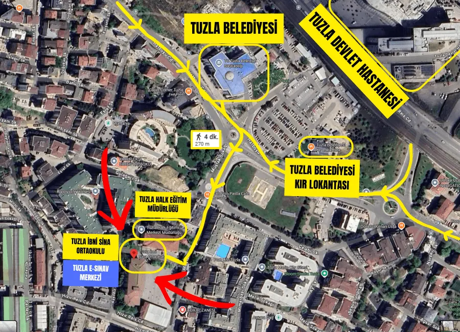 SRC Belgesi, ODY, ÜDY Belgesi ve SRC Kurye ESınav Merkezi Kroki
